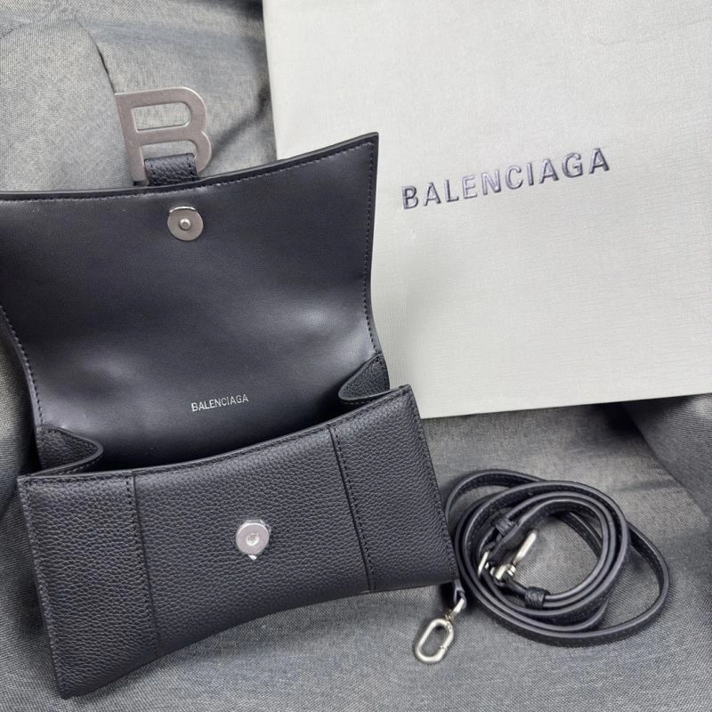 Thermal Balenciaga Black Lychee Hourglass XS Bag with Arc Design 69982