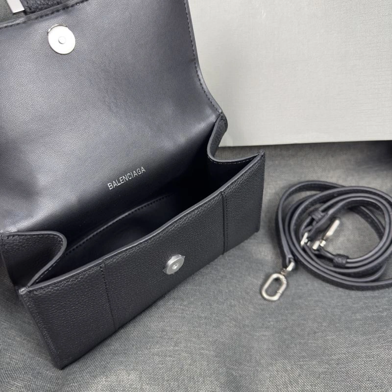 Thermal Balenciaga Black Lychee Hourglass XS Bag with Arc Design 69982