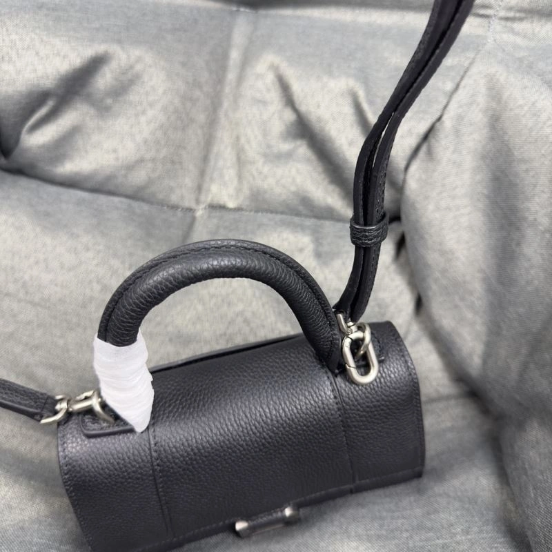 Thermal Balenciaga Black Lychee Hourglass XS Bag with Arc Design 69982