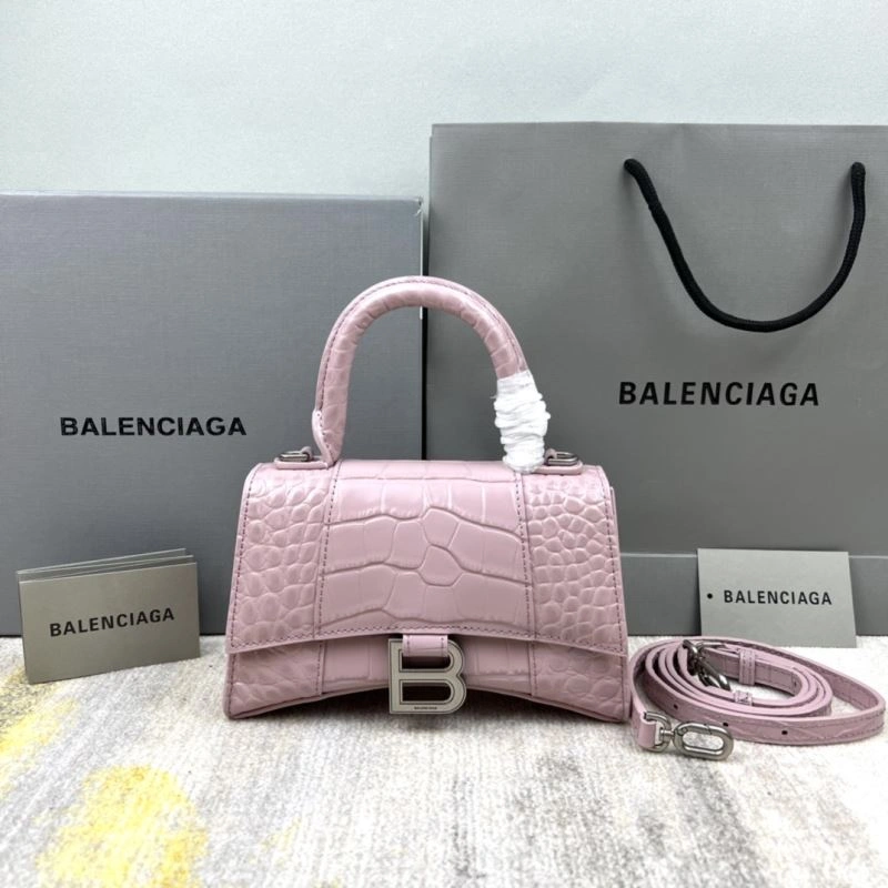 Balenciaga Blush Pink Crocodile Pattern Hourglass Bag XS Flexible 78731