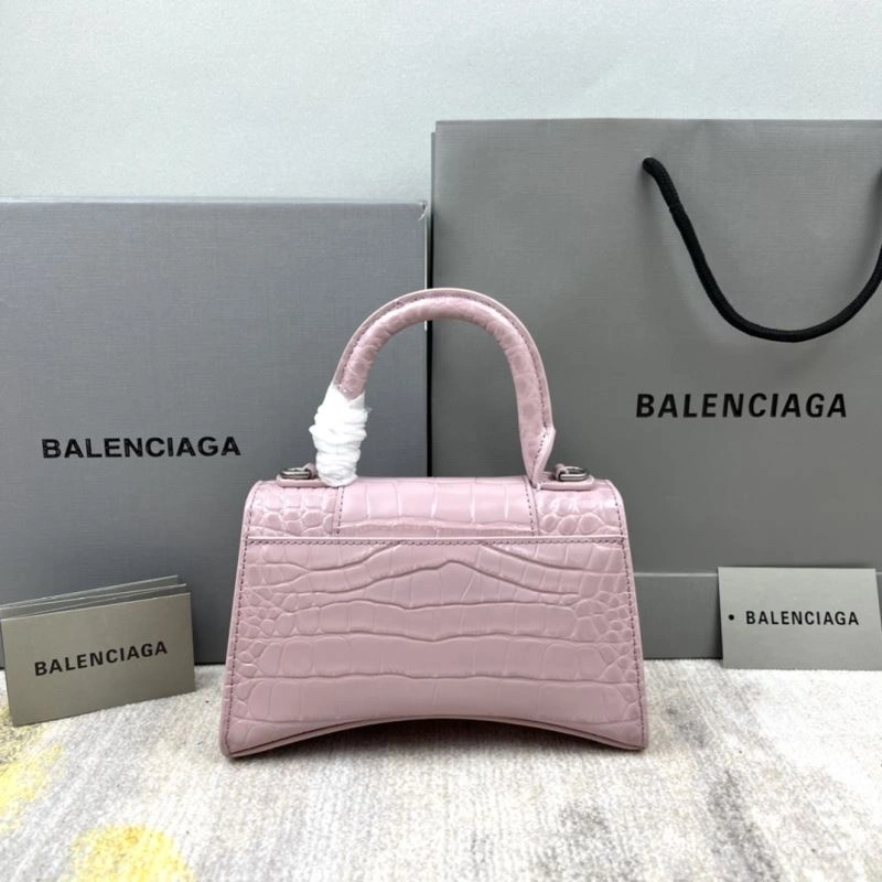 Balenciaga Blush Pink Crocodile Pattern Hourglass Bag XS Flexible 78731
