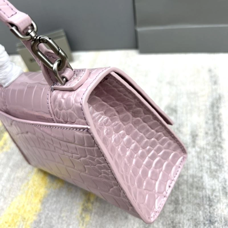 Balenciaga Blush Pink Crocodile Pattern Hourglass Bag XS Flexible 78731