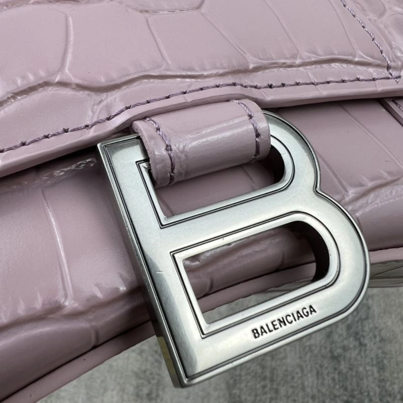 Balenciaga Blush Pink Crocodile Pattern Hourglass Bag XS Flexible 78731