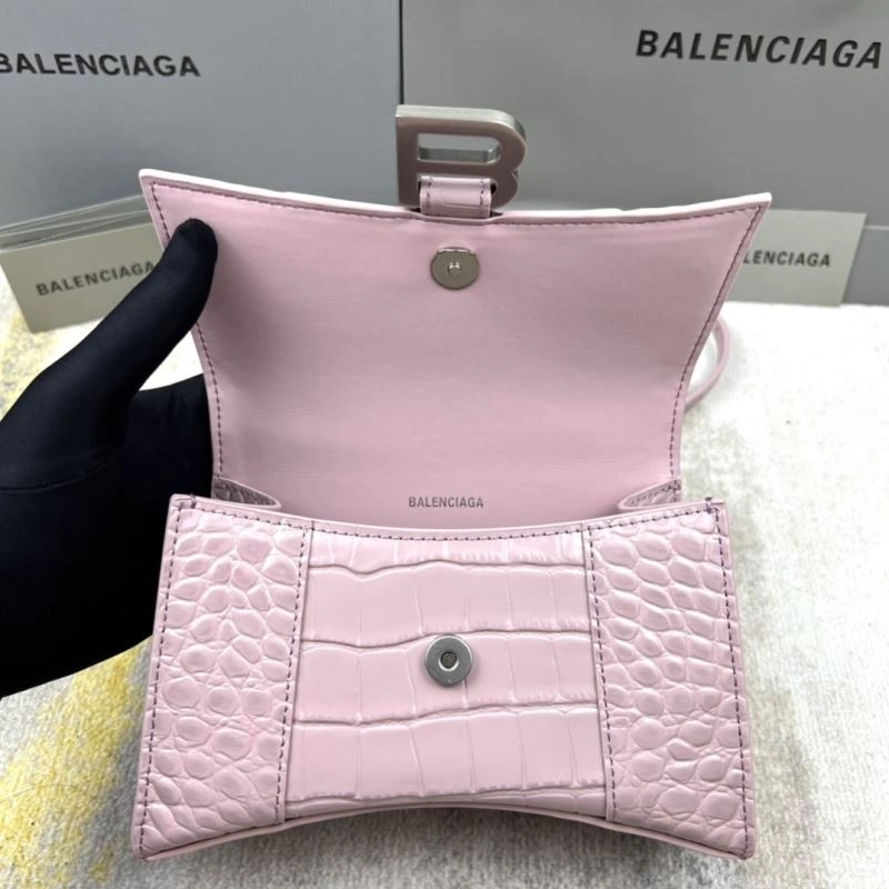 Balenciaga Blush Pink Crocodile Pattern Hourglass Bag XS Flexible 78731