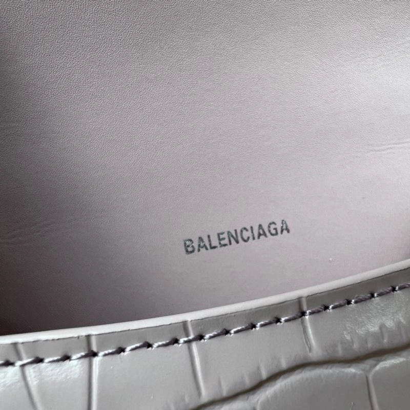 Balenciaga Blush Pink Crocodile Pattern Hourglass Bag XS Flexible 78731