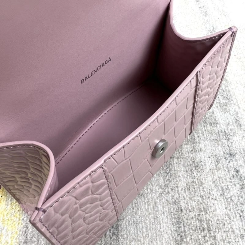 Balenciaga Blush Pink Crocodile Pattern Hourglass Bag XS Flexible 78731