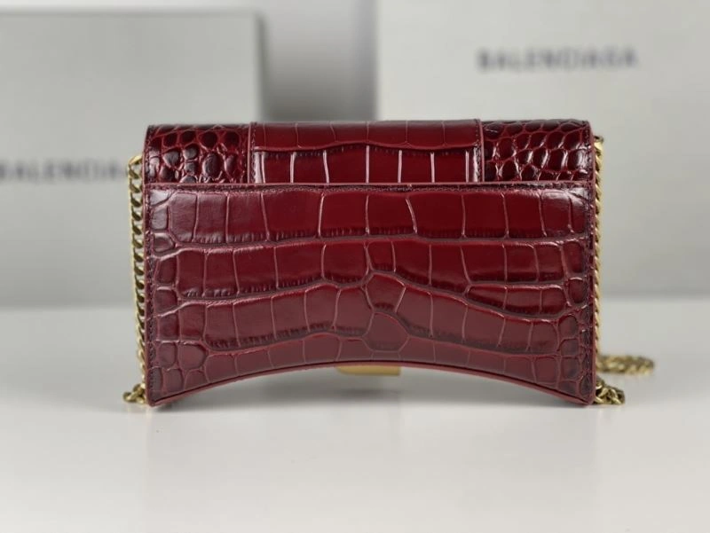 UrbanStyle Balenciaga Burgundy Crocodile Hourglass Bag with Gold Buckle 78688