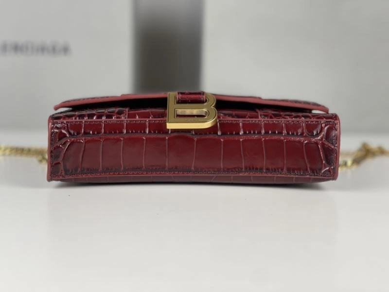 UrbanStyle Balenciaga Burgundy Crocodile Hourglass Bag with Gold Buckle 78688