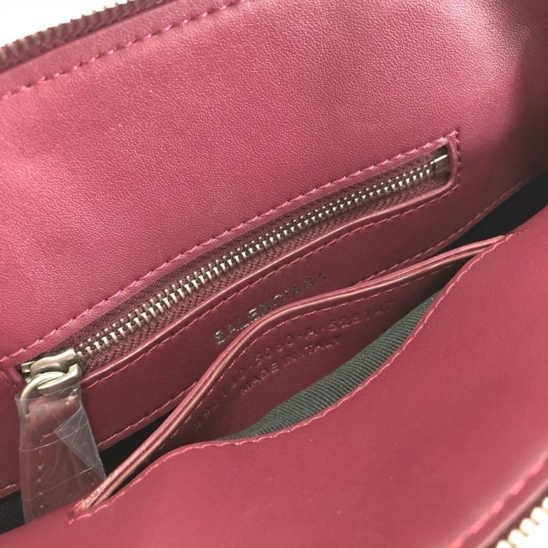 Balenciaga Burgundy Crocodile Mini Shell Bag with Strap ModernLook 78552