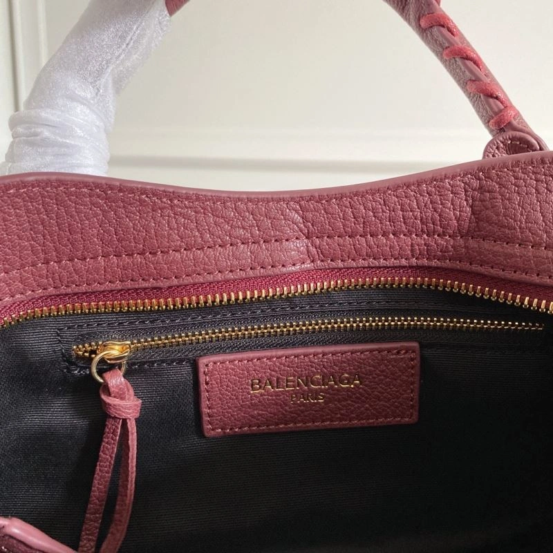 Balenciaga Burgundy Goat Leather Motorcycle Bag with Gold Studs - 30cm Classic 66934