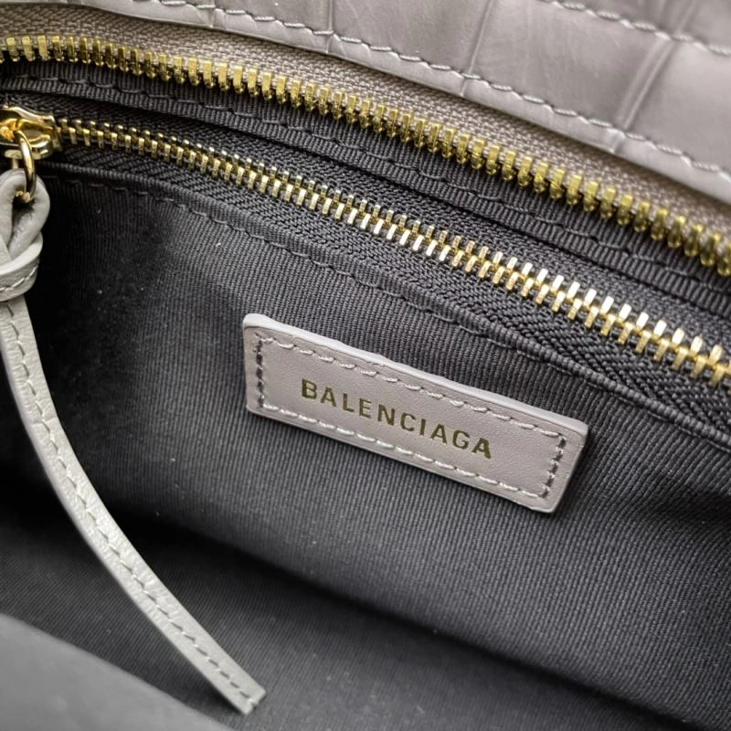 Bright Balenciaga Calfskin Crocodile Motorcycle Bag with Gold Accents 72631