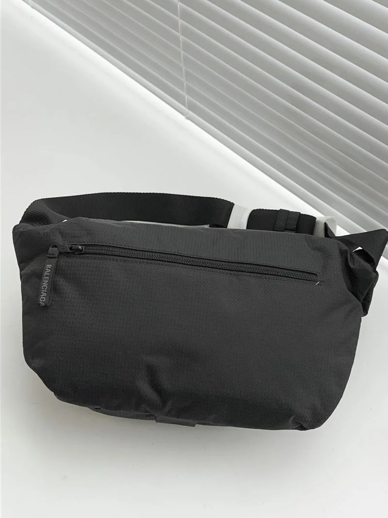 Trendsetting Balenciaga Checkered Nylon Flap Buckle Waist Chest Bag 38220