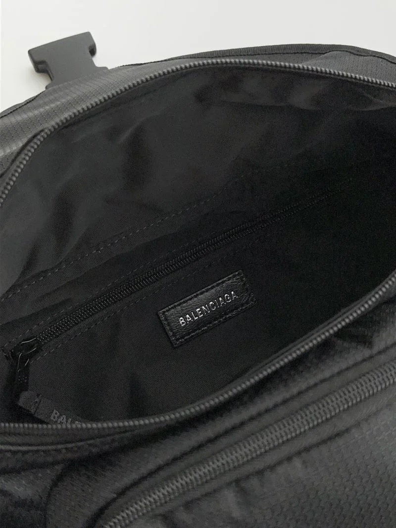 Trendsetting Balenciaga Checkered Nylon Flap Buckle Waist Chest Bag 38220