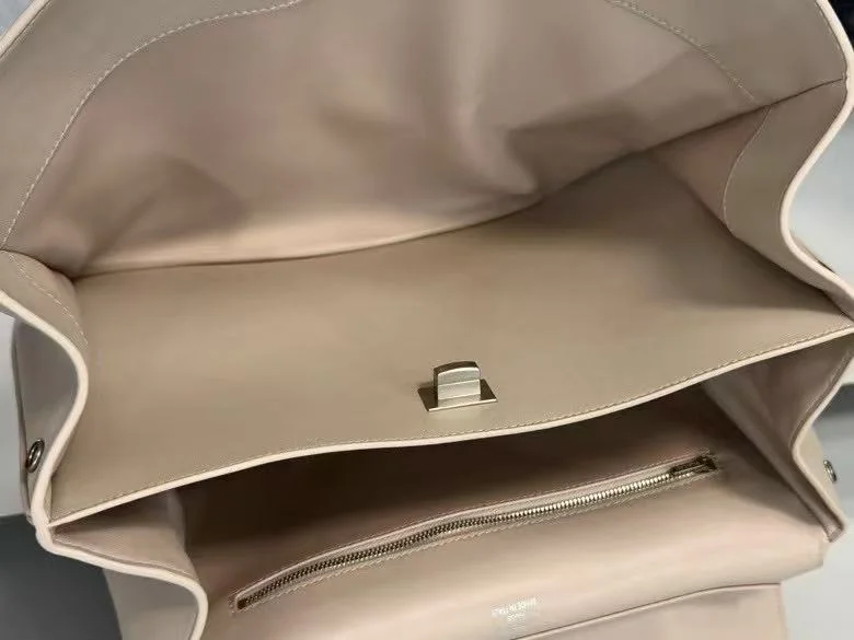 Lightweight Balenciaga Chic Apricot Handbag with Silver Buckle -  Elegance 38250
