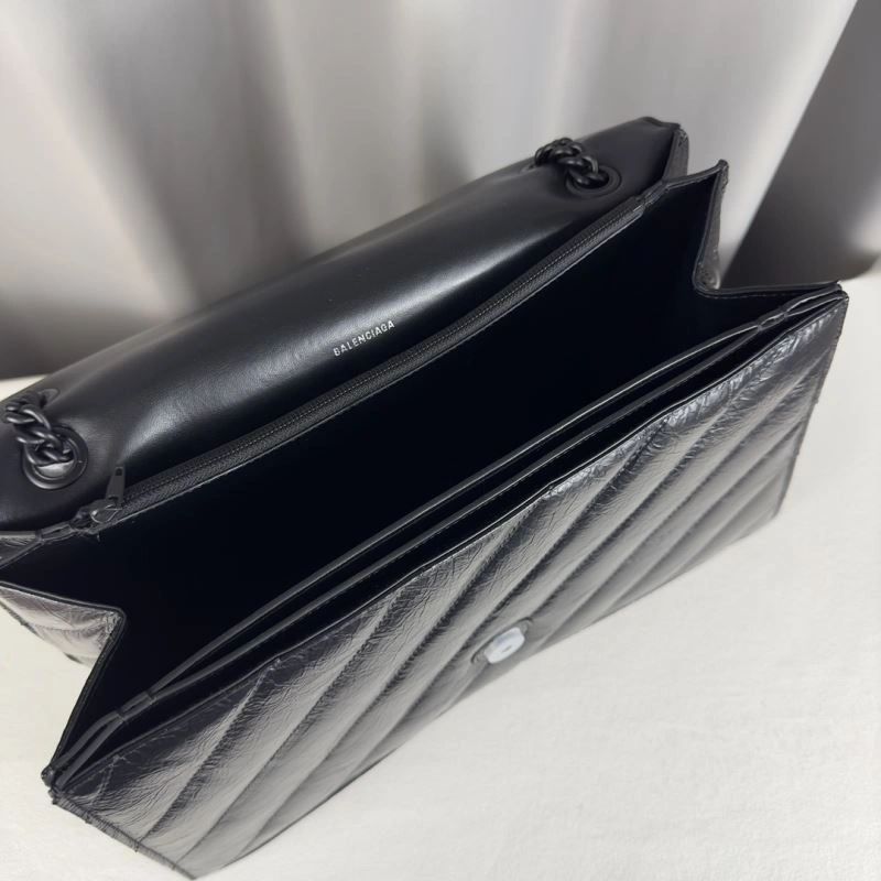 Balenciaga Chic Curved Crush Pleated Chain Bag -  Leather Style Sporty 67019