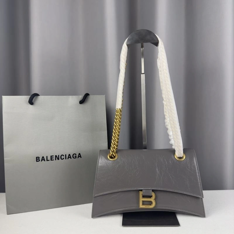 Compact Balenciaga  Gray Pleated Hourglass Quilted Chain Bag 75292