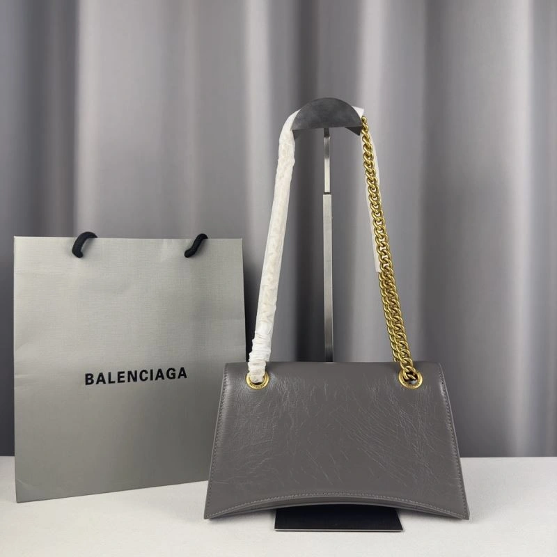 Compact Balenciaga  Gray Pleated Hourglass Quilted Chain Bag 75292