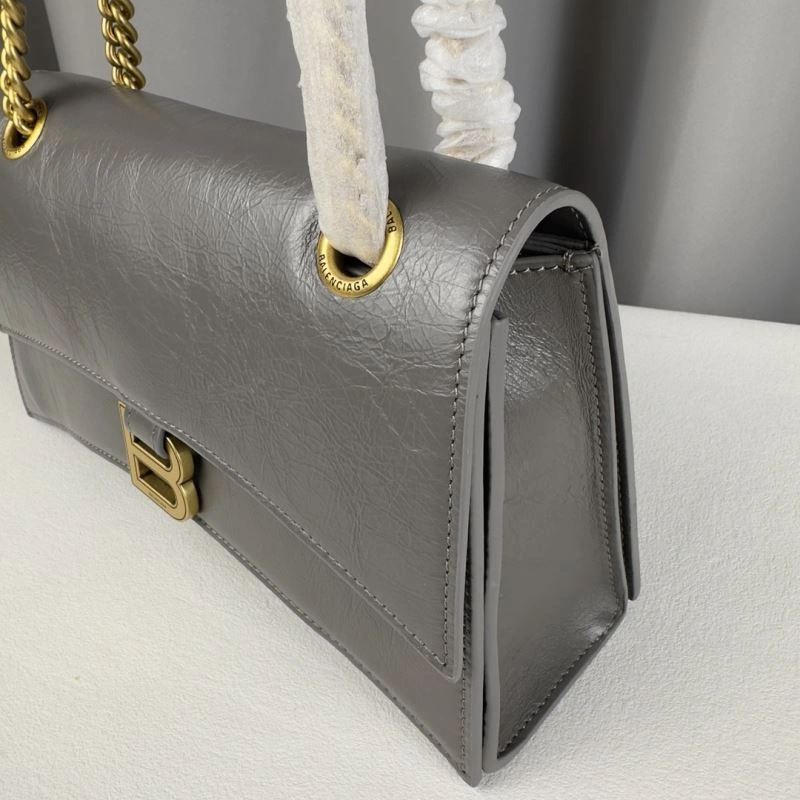 Compact Balenciaga  Gray Pleated Hourglass Quilted Chain Bag 75292