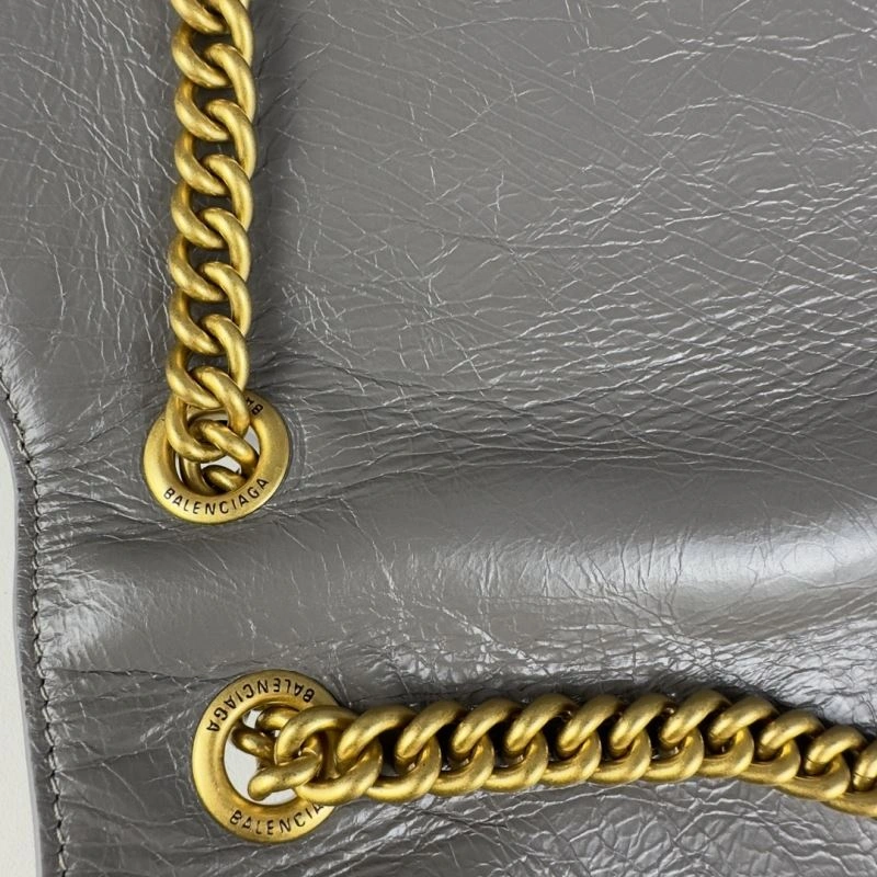 Compact Balenciaga  Gray Pleated Hourglass Quilted Chain Bag 75292