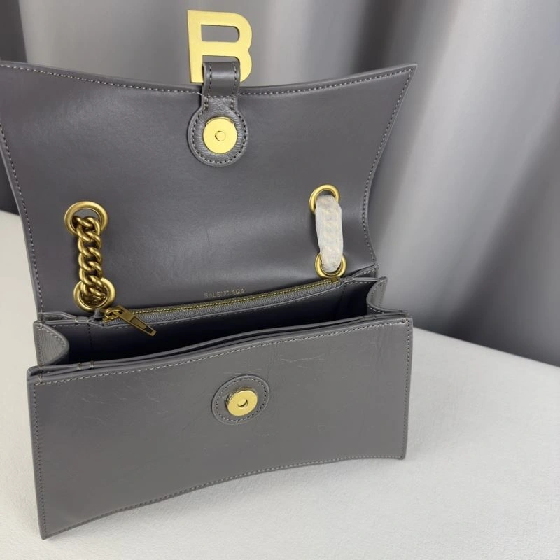 Compact Balenciaga  Gray Pleated Hourglass Quilted Chain Bag 75292