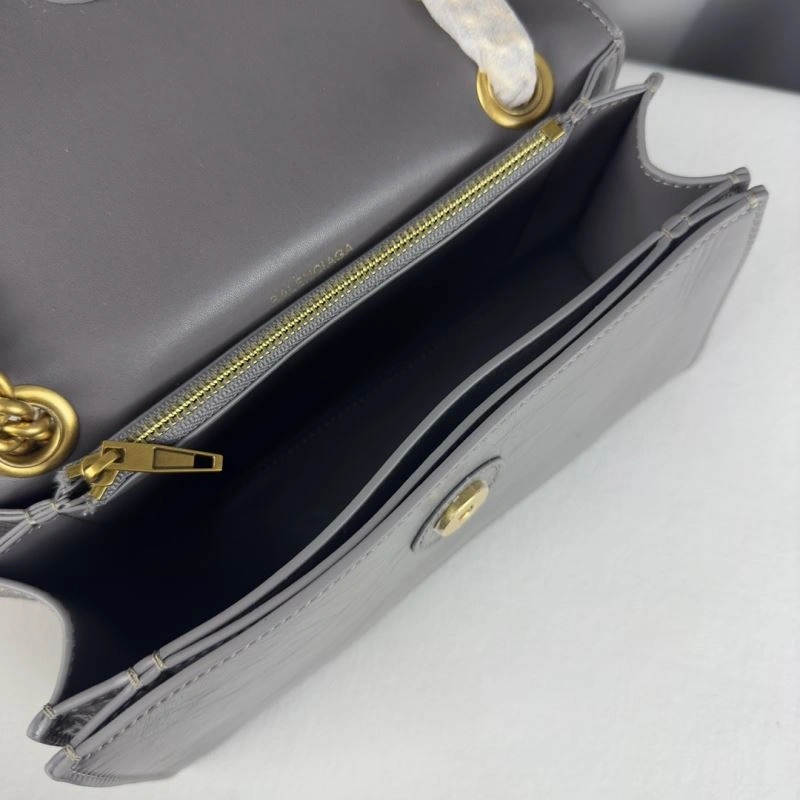 Compact Balenciaga  Gray Pleated Hourglass Quilted Chain Bag 75292