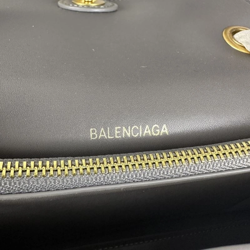 Compact Balenciaga  Gray Pleated Hourglass Quilted Chain Bag 75292