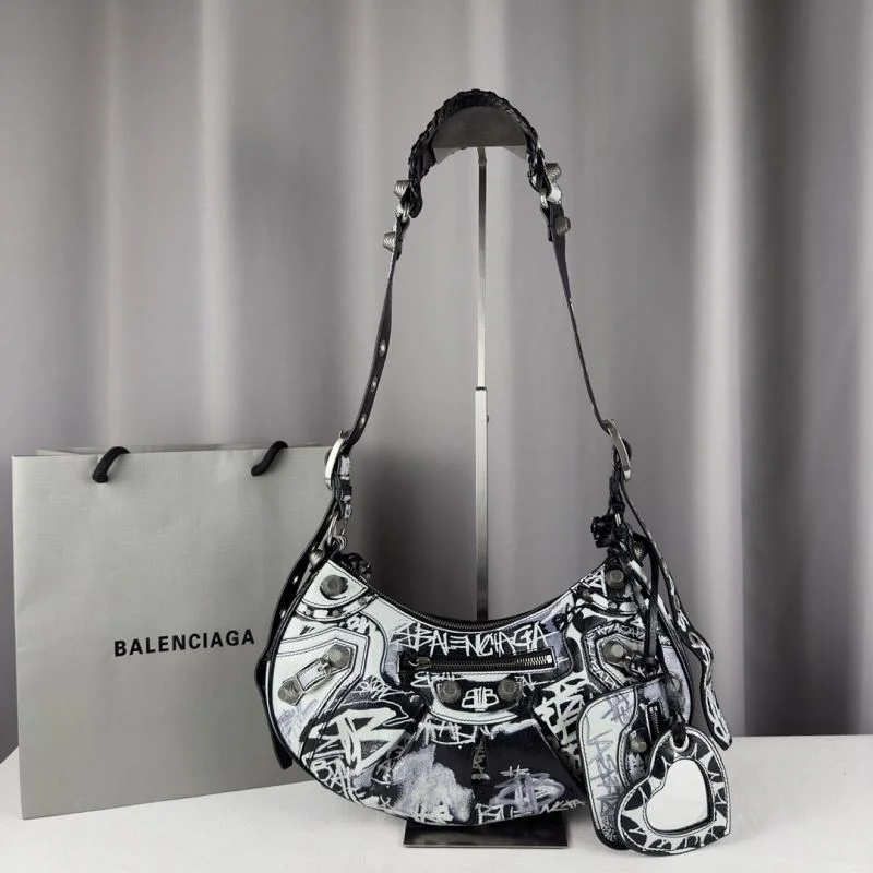Trendsetting Balenciaga  Motorcycle-Inspired  Le Cagole Half-Moon Bag 38334