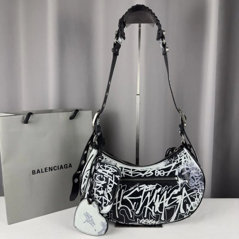 Trendsetting Balenciaga  Motorcycle-Inspired  Le Cagole Half-Moon Bag 38334