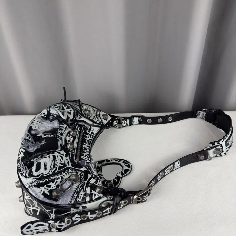 Trendsetting Balenciaga  Motorcycle-Inspired  Le Cagole Half-Moon Bag 38334