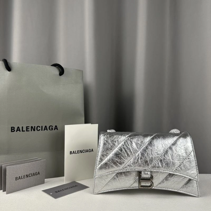 Balenciaga  Silver Crush Mini Hourglass Chain Bag WeatherProof 75275