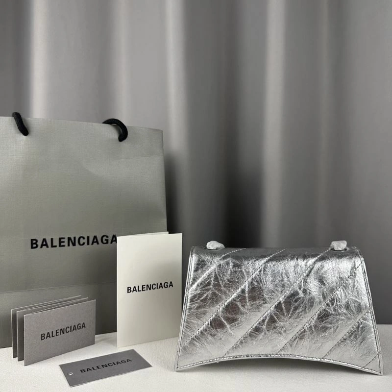 Balenciaga  Silver Crush Mini Hourglass Chain Bag WeatherProof 75275