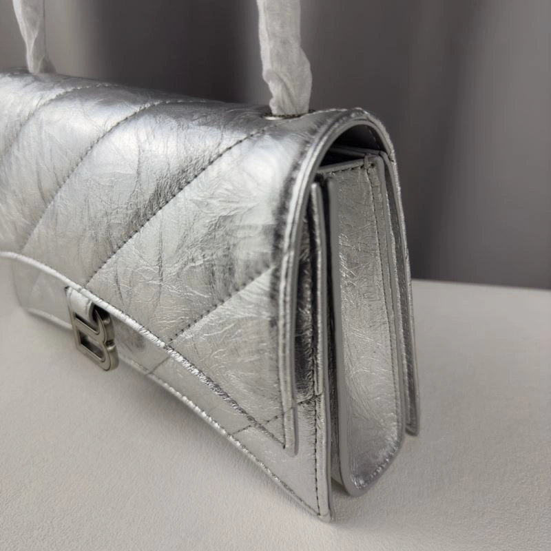 Balenciaga  Silver Crush Mini Hourglass Chain Bag WeatherProof 75275