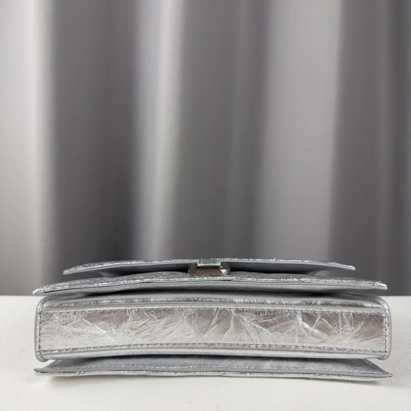 Balenciaga  Silver Crush Mini Hourglass Chain Bag WeatherProof 75275