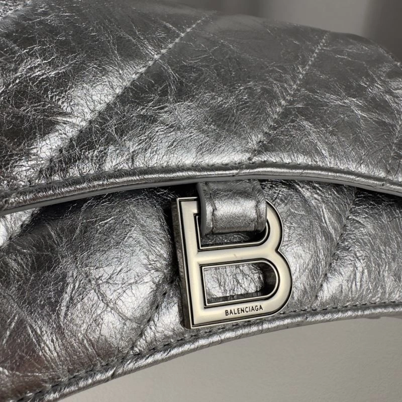 Balenciaga  Silver Crush Mini Hourglass Chain Bag WeatherProof 75275