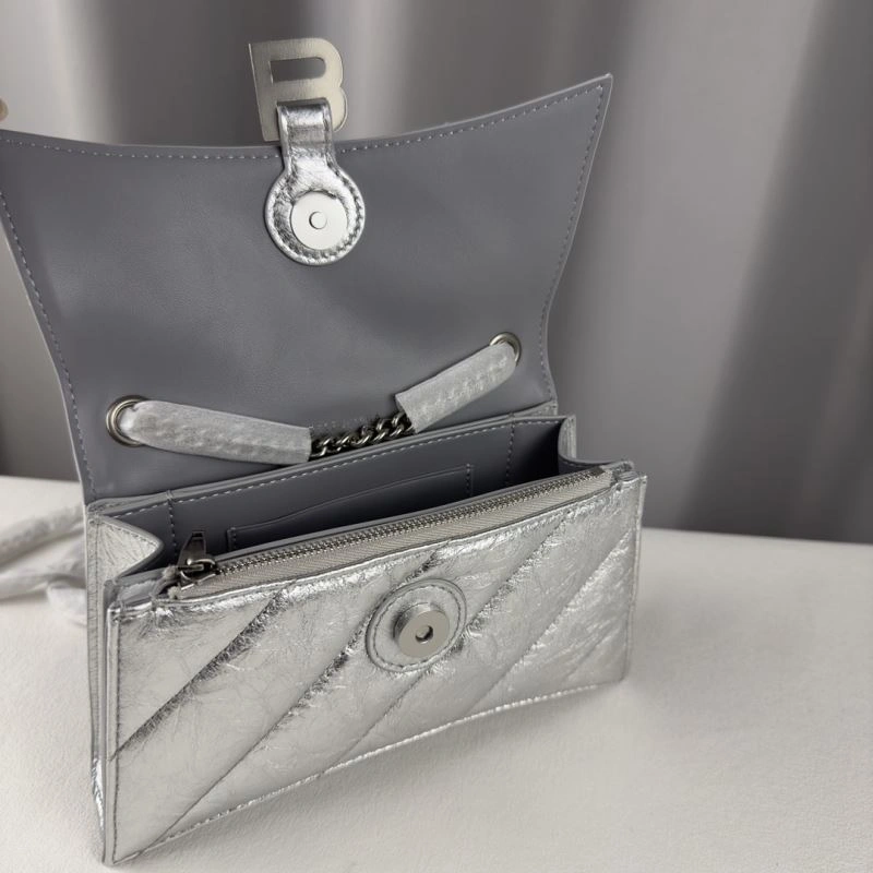 Balenciaga  Silver Crush Mini Hourglass Chain Bag WeatherProof 75275