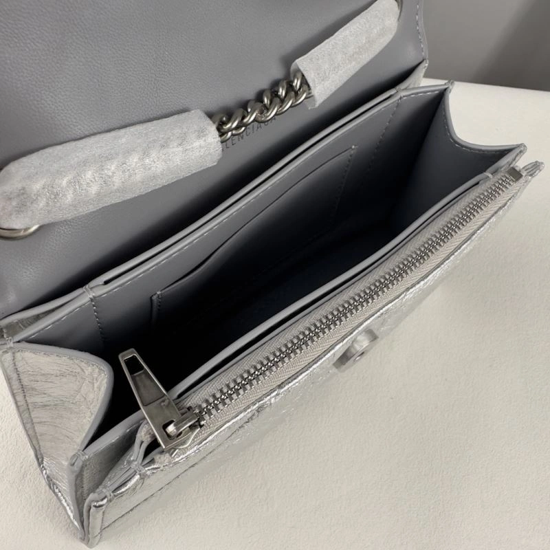 Balenciaga  Silver Crush Mini Hourglass Chain Bag WeatherProof 75275
