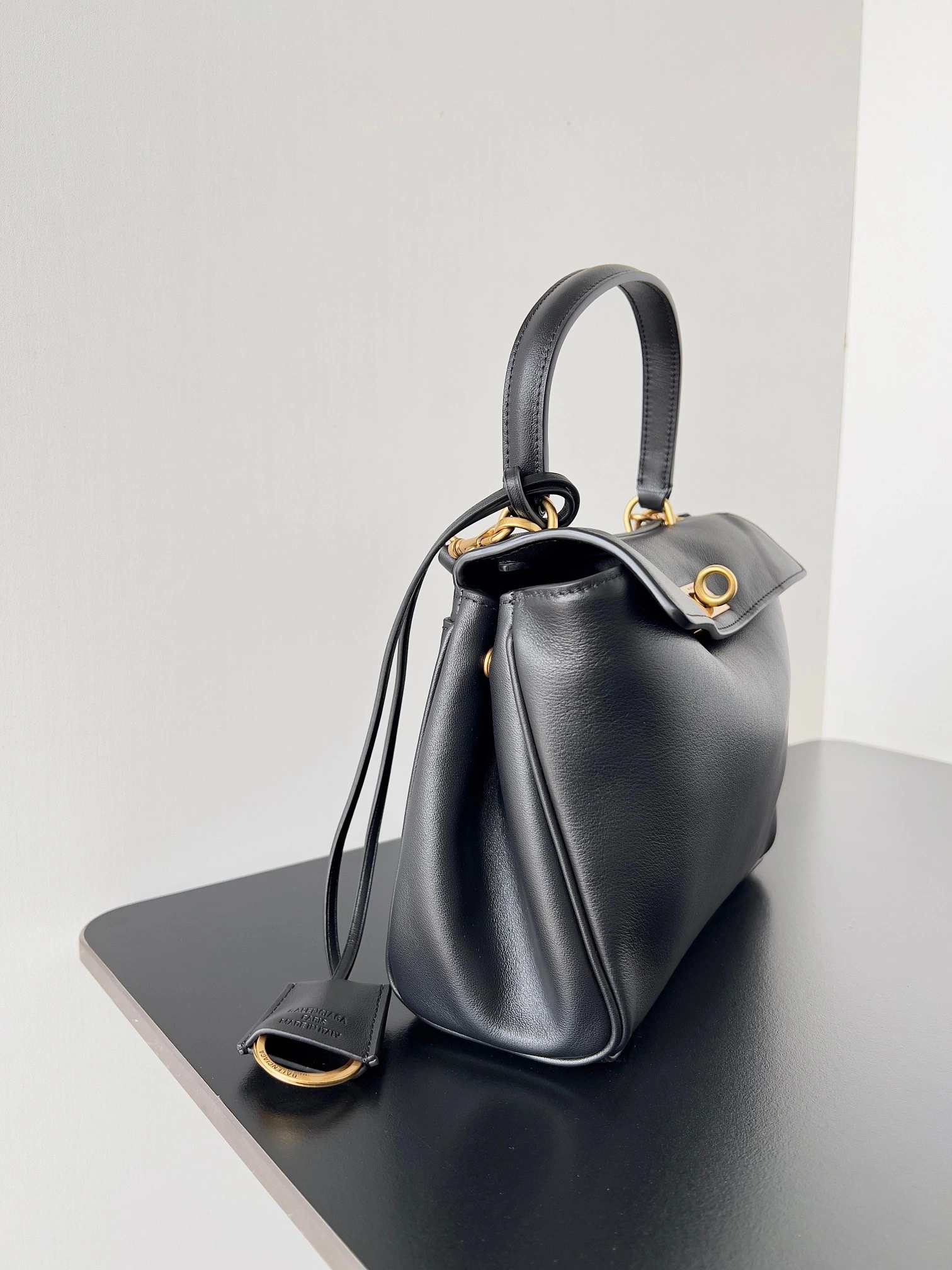 Balenciaga Chic  Mini Black Gold Rodeo Bag - Effortless Elegance TechFriendly 64738