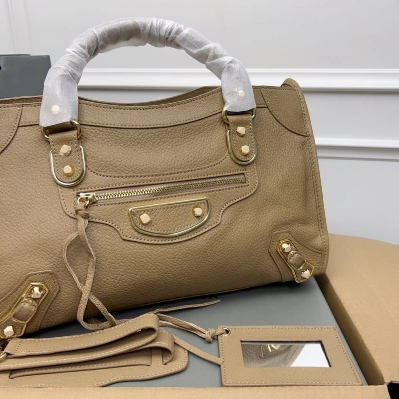 Balenciaga  Apricot Goat Leather Motorcycle Bag with Gold Buckle Tailored 66963