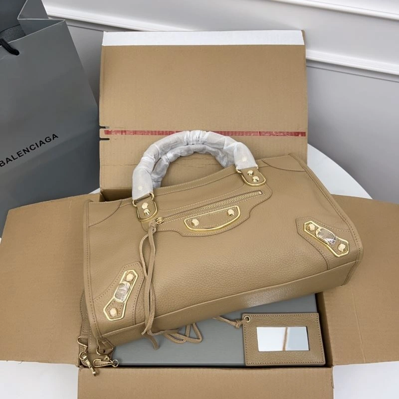 Balenciaga  Apricot Goat Leather Motorcycle Bag with Gold Buckle Tailored 66963