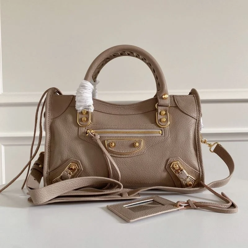 Balenciaga  Goat Leather Motorcycle Bag - Gray-White Chic 38303