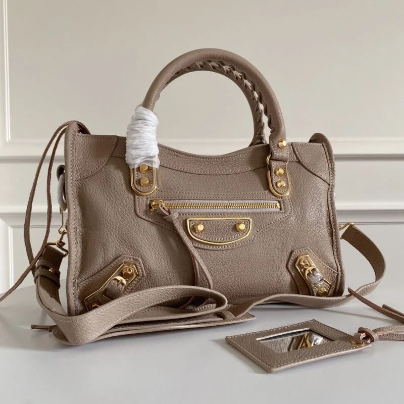 Balenciaga  Goat Leather Motorcycle Bag - Gray-White Chic 38303