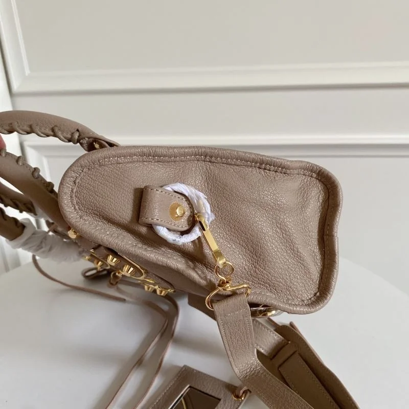 Balenciaga  Goat Leather Motorcycle Bag - Gray-White Chic 38303