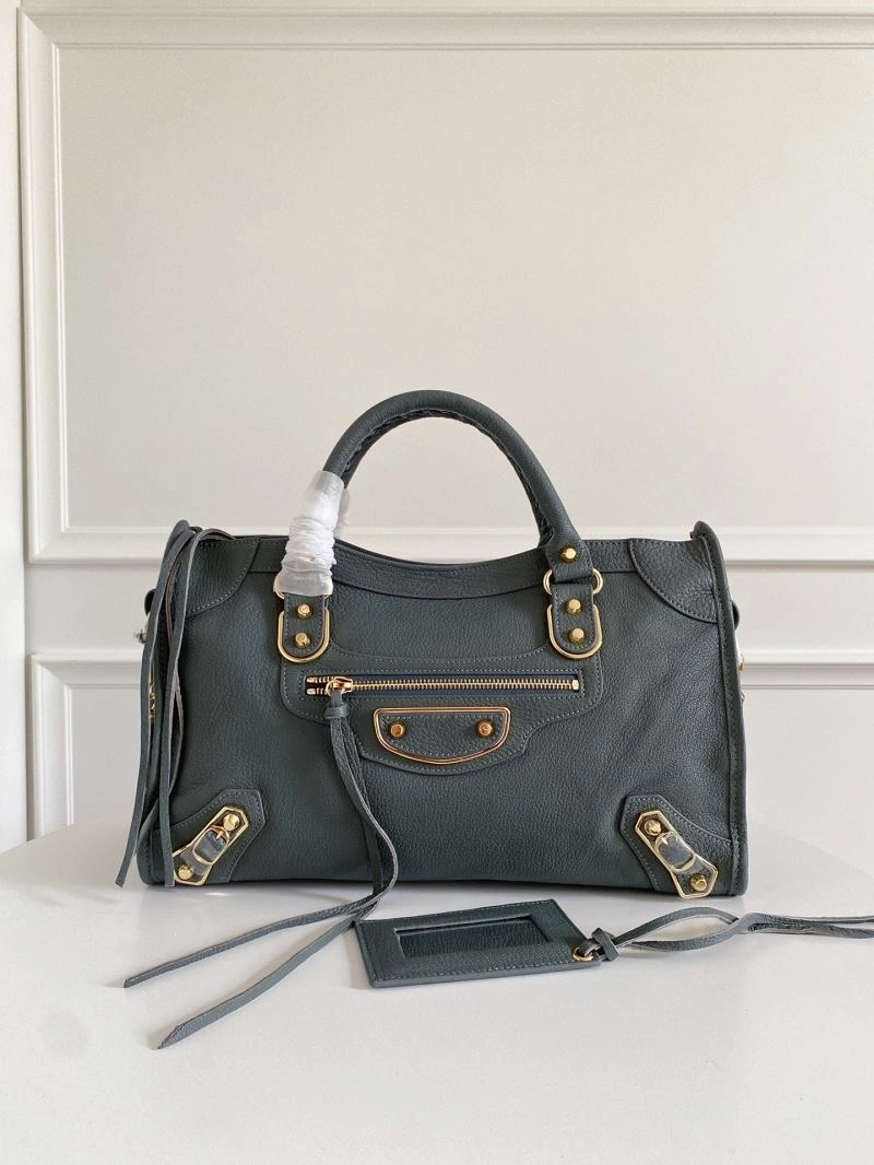 Balenciaga  Gray-Blue Goat Leather Motorcycle Bag with Mirror Soft 66935