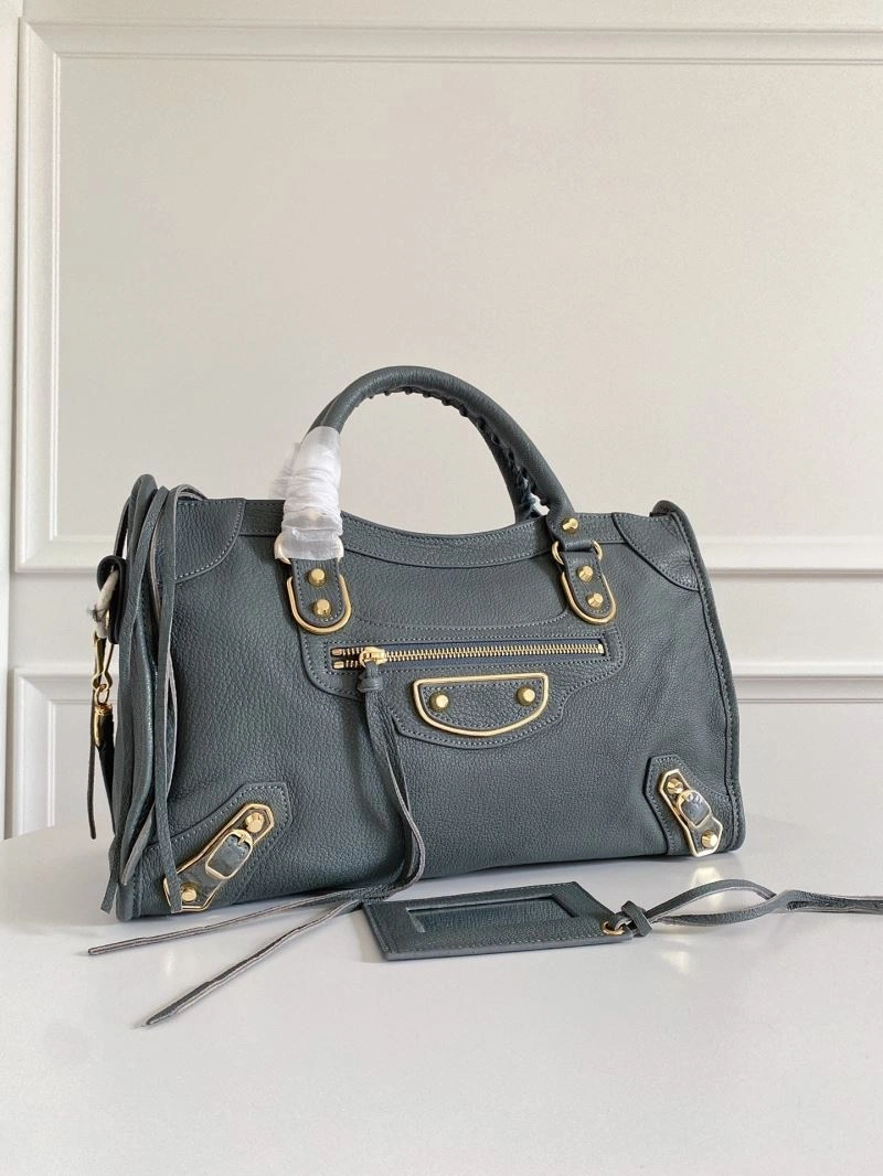 Balenciaga  Gray-Blue Goat Leather Motorcycle Bag with Mirror Soft 66935