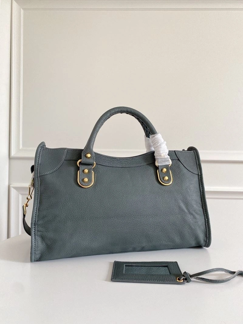 Balenciaga  Gray-Blue Goat Leather Motorcycle Bag with Mirror Soft 66935