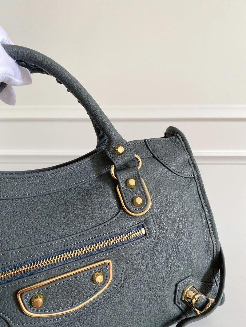 Balenciaga  Gray-Blue Goat Leather Motorcycle Bag with Mirror Soft 66935