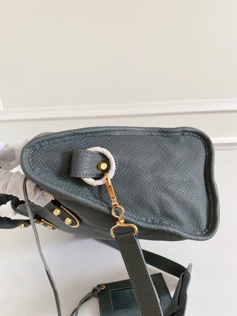 Balenciaga  Gray-Blue Goat Leather Motorcycle Bag with Mirror Soft 66935