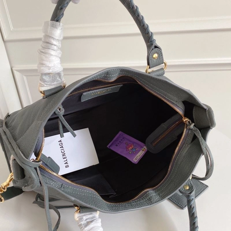 Balenciaga  Gray-Blue Goat Leather Motorcycle Bag with Mirror Soft 66935