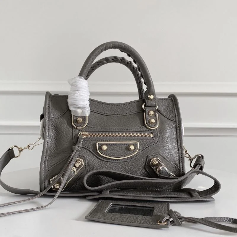 Balenciaga  Italian Goat Leather Mini Motorcycle Bag - Deep Gray AllSeason 38294