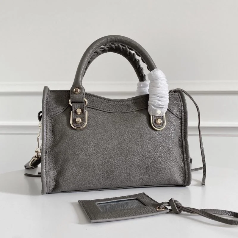 Balenciaga  Italian Goat Leather Mini Motorcycle Bag - Deep Gray AllSeason 38294